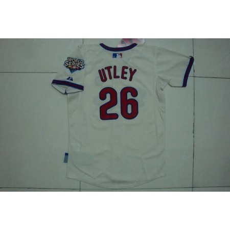 Phillies #26 Chase Utley Stitched Cream Youth MLB Jersey