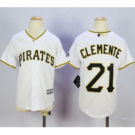 Pirates #21 Roberto Clemente White Cool Base Stitched Youth MLB Jersey