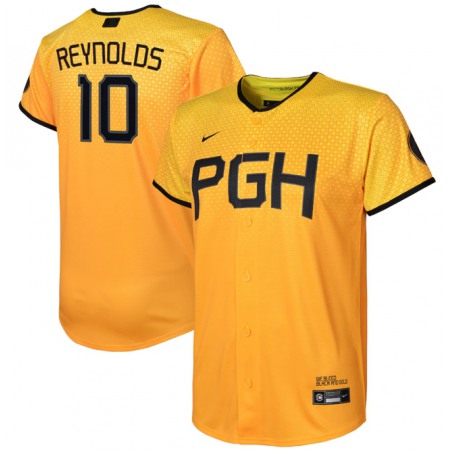 Youth Pittsburgh Pirates #10 Bryan Reynolds Gold 2023 City Connect Stitched Jersey