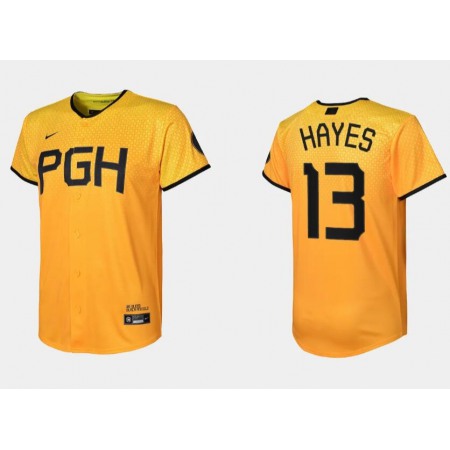 Youth Pittsburgh Pirates #13 Ke'Bryan Hayes Gold 2023 City Connect Stitched Jersey