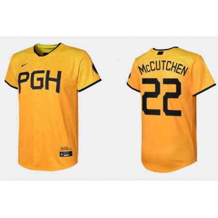 Youth Pittsburgh Pirates #22 Andrew McCutchen Gold 2023 City Connect Stitched Jersey