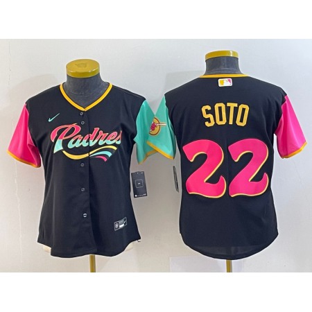 Youth San Diego Padres #22 Juan Soto 2022 Black City Connect Stitched Baseball Jersey