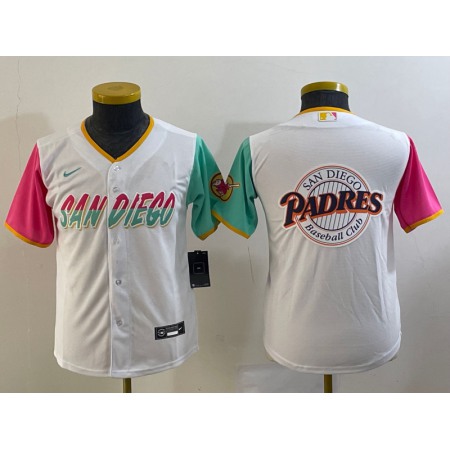 Youth San Diego Padres White Team Big Logo City Connect Stitched Baseball Jersey