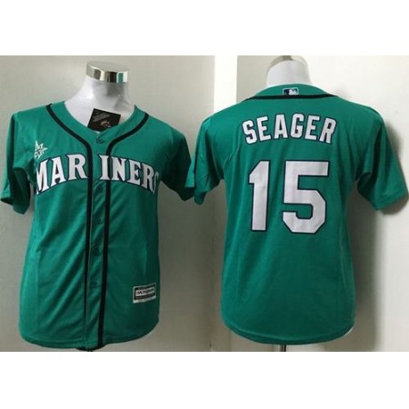 Mariners #15 Kyle Seager Green Cool Base Stitched Youth MLB Jersey