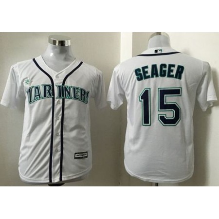 Mariners #15 Kyle Seager White Cool Base Stitched Youth MLB Jersey