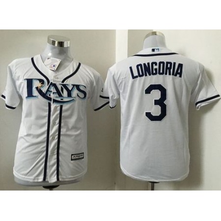 Rays #3 Evan Longoria White Cool Base Stitched Youth MLB Jersey