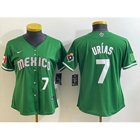 Youth Mexico Baseball #7 Julio Urias 2023 Green World Baseball Classic With Patch Stitched Jersey