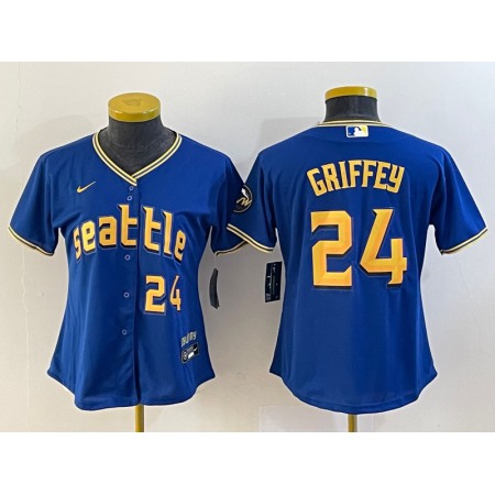 Youth Seattle Mariners #24 Ken Griffey Jr. Royal 2023 City Connect With Patch Stitched Baseball Jersey
