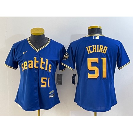 Youth Seattle Mariners #51 ichiro Suzuki Royal 2023 City Connect With Patch Stitched Baseball Jersey