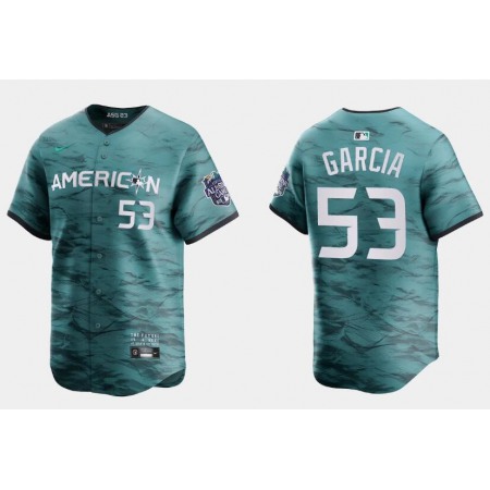 Youth Texas Rangers #53 Adolis Garcia Teal 2023 All-star Stitched Baseball Jersey