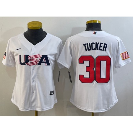 Youth USA Baseball #30 Kyle Tucker 2023 White World Baseball Classic Stitched Jersey