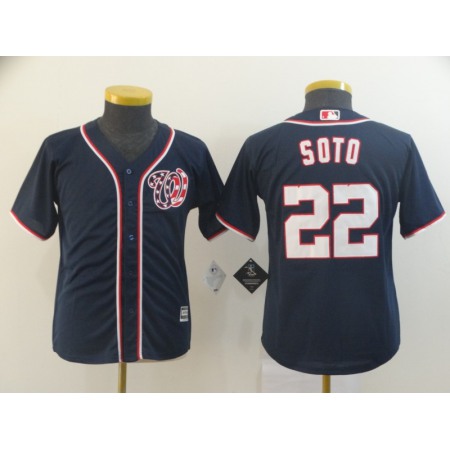 Youth Washington Nationals #22 Juan Soto Navy Cool Base Stitched MLB Jersey