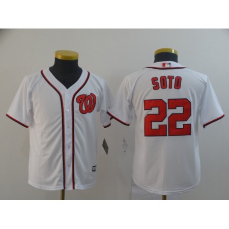 Youth Washington Nationals #22 Juan Soto White Cool Base Stitched MLB Jersey