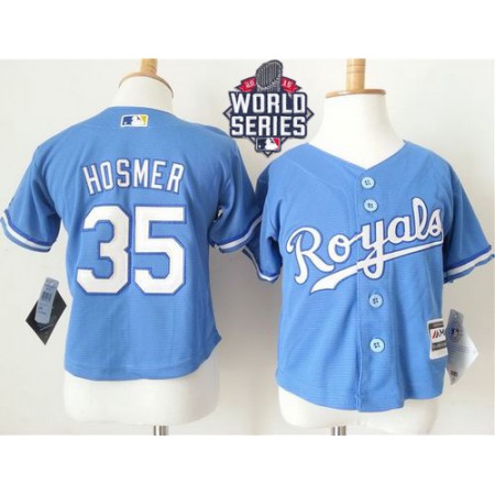 Toddler Royals #35 Eric Hosmer Light Blue Alternate 1 Cool Base W/2015 World Series Patch Stitched MLB Jersey
