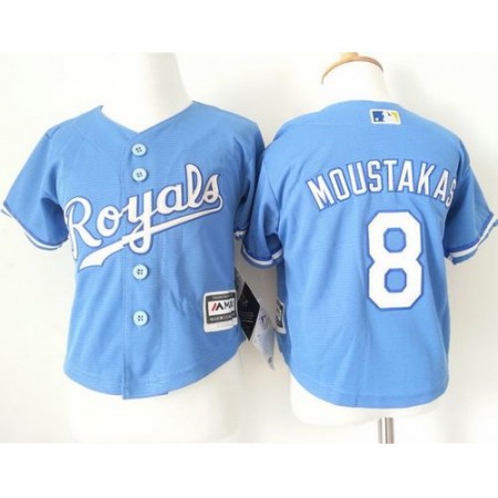 Toddler Royals #8 Mike Moustakas Light Blue Alternate 1 Cool Base Stitched MLB Jersey