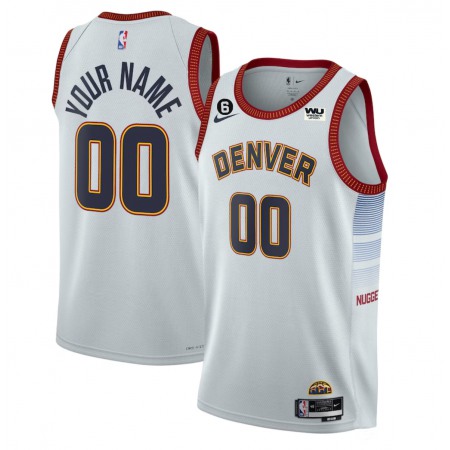 Denver Nuggets Customized White 2022/23 Icon Edition With NO.6 Patch Stitched Jersey