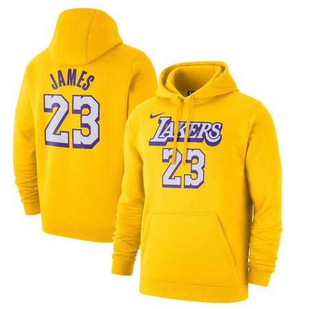 Men's Los Angeles #23 Lakers LeBron James Gold City Edition Name & Number Pullover Hoodie