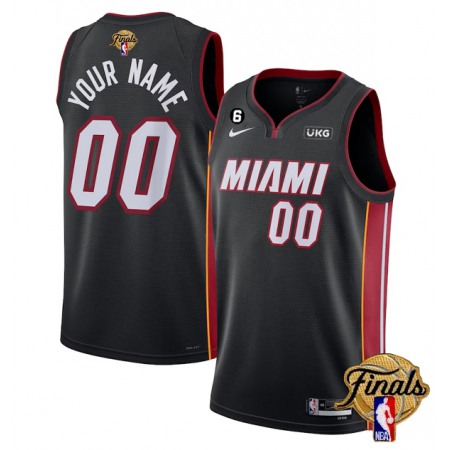 Men's Miami Heat Customized Black 2023 Finals Icon Edition With NO.6 Patch Stitched Basketball Jersey