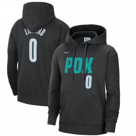 Men's Portland Trail Blazers #0 Damian Lillard Black 2022/23 City Edition Name & Number Essential Pullover Hoodie