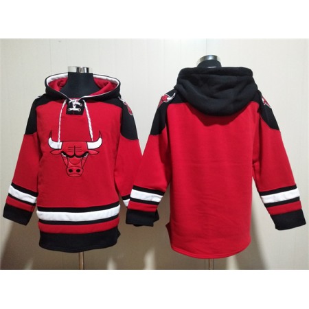 Men's Chicago Bulls Blank Red/Black Ageless Must-Have Lace-Up Pullover Hoodie