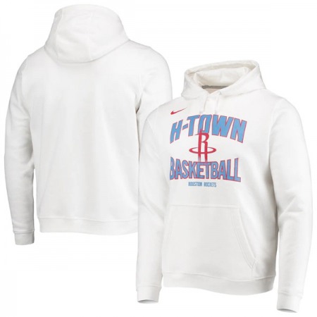 Men's Houston Rockets 2021 White City Edition Story Club Logo Pullover Hoodie