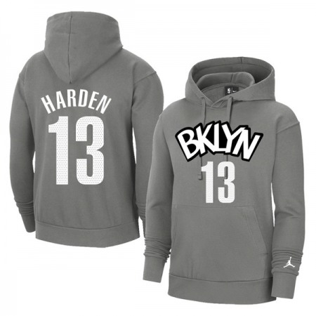 Men's Brooklyn Nets #13 James Harden 2021 Grey Pullover Hoodie