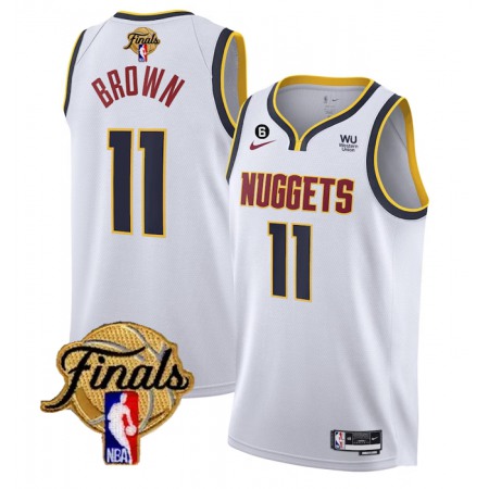 Men's Denver Nuggets #11 Bruce Brown White 2023 Finals Association Edition With NO.6 Patch Stitched Basketball Jersey
