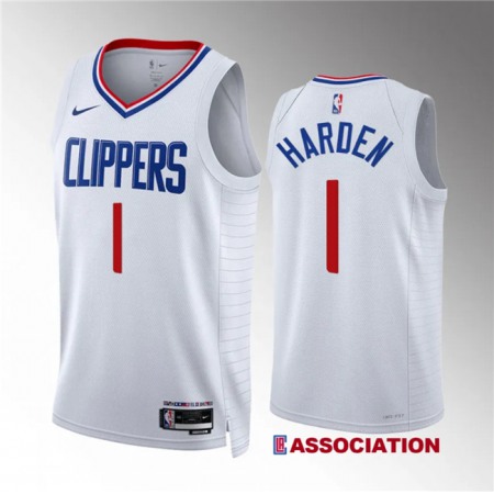 Men's Los Angeles Clippers #1 James Harden White Association Edition Stitched Jersey