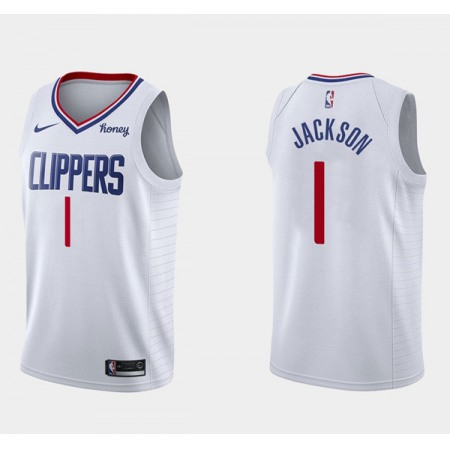 Men's Los Angeles Clippers #1 Reggie Jackson White Association Edition Stitched Basketball Jersey