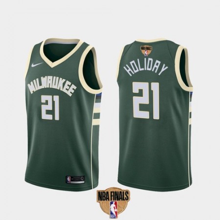 Men's Milwaukee Bucks #21 Jrue Holiday 2021 NBA Finals Green Association Edition Stitched Jersey