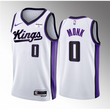 Men's Sacramento Kings #0 Malik Monk White 2023/24 Association Edition Swingman Stitched Basketball Jersey