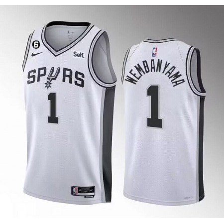 Men's San Antonio Spurs #1 Victor Wembanyama White 2022/23 Association Edition With NO.6 Patch Stitched Basketball Jersey