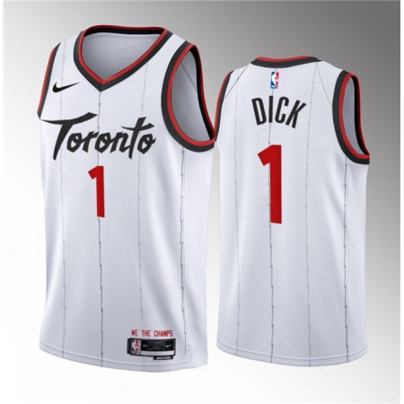Men's Toronto Raptors #1 Gradey Dick White 2023/24 Association Edition Stitched Basketball Jersey