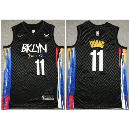Men's Brooklyn Nets #11 Kyrie Irving Black City Edition Stitched Jersey
