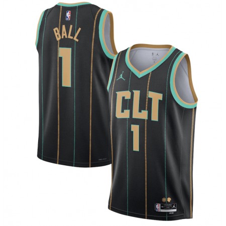 Men's Charlotte Hornets #1 LaMelo Ball 2022/2023 Black City Edition Stitched Basketball Jersey