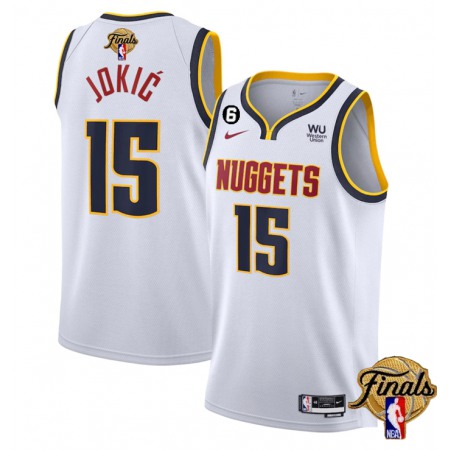 Men's Denver Nuggets #15 Nikola Jokic White 2023 Finals Association Edition With NO.6 Patch Stitched Basketball Jersey