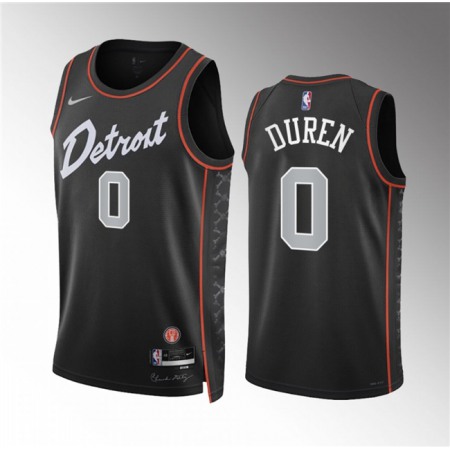 Men's Detroit Pistons #0 Jalen Duren Black 2023-24 City Edition Stitched Basketball Jersey