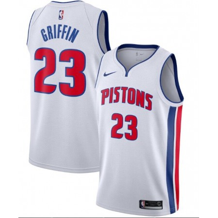Men's Detroit Pistons #23 Blake Griffin White Association Edition Stitched Swingman Jersey