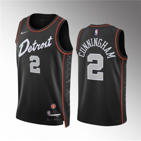 Men's Detroit Pistons #2 Cade Cunningham Black 2023-24 City Edition Stitched Basketball Jersey