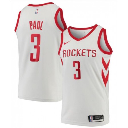 Men's Houston Rockets #3 Chris Paul White Association Edition Swingman Stitched Jersey