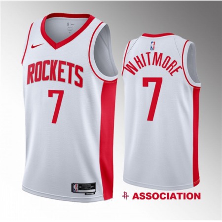 Men's Houston Rockets #7 Cam Whitmore White 2023 Draft Association Edition Stitched Basketball Jersey