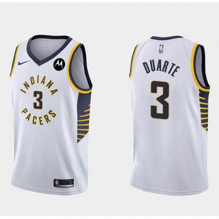 Men's Indiana Pacers #3 Chris Duarte White Association Edition Swingman Stitched Jersey