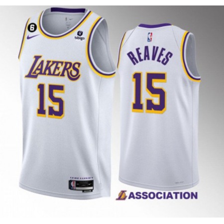 Men's Los Angeles Lakers #15 Austin Reaves White Association Edition With NO.6 Patch Stitched Basketball Jersey 001