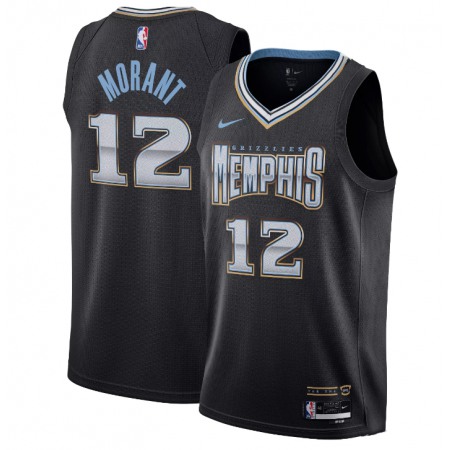 Men's Memphis Grizzlies #12 Ja Morant Black 2022/23 City Edition Stitched Basketball Jersey