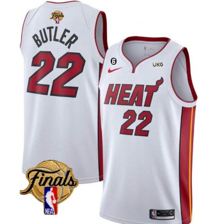 Men's Miami Heat #22 Jimmy Butler White 2023 Finals Association Edition With NO.6 Patch Stitched Basketball Jersey