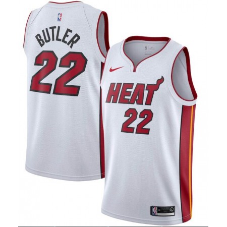 Men's Miami Heat #22 Jimmy Butler White Association Edition Swingman Stitched Jersey