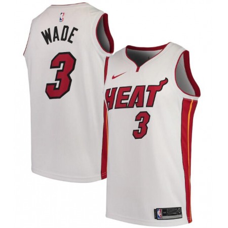 Men's Miami Heat #3 Dwyane Wade White Association Edition Swingman Stitched Jersey