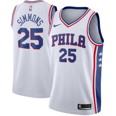 Men's Philadelphia 76ers #25 Ben Simmons White Association Edition Stitched Swingman Jersey
