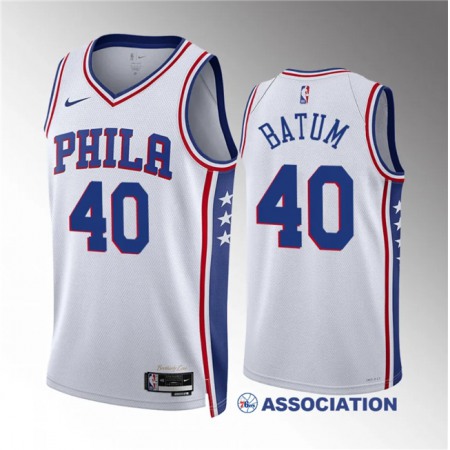 Men's Philadelphia 76ers #40 Nicolas Batum White Association Edition Stitched Jersey