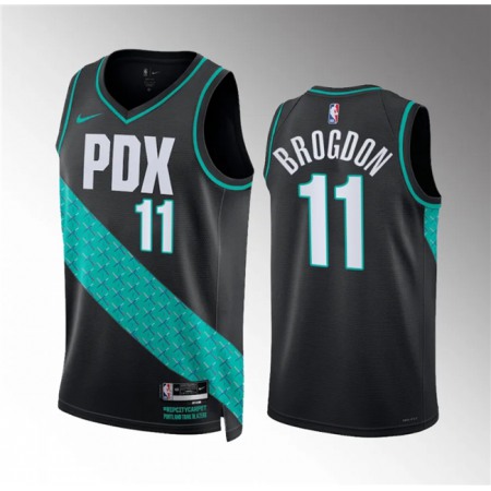 Men's Portland Trail Blazers #11 Malcolm Brogdon 2022/23 Black City Edition Stitched Basketball Jersey